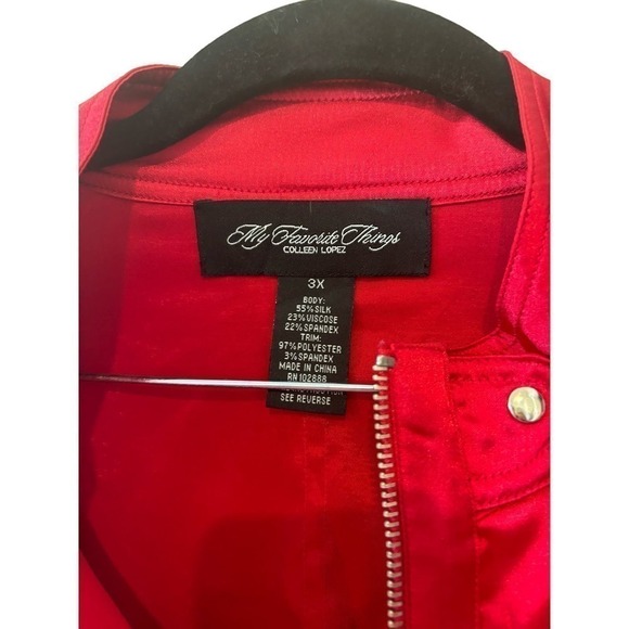 Red Mixed Media Zip Up My Favorite Things by Colleen Lopez Size 3X - Picture 2 of 9